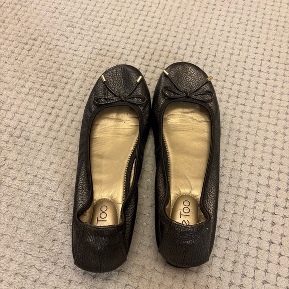 Me Too Lilo Brown Textured Bow Tie Leather Wedge Flats 10 - Picture 7 of 12